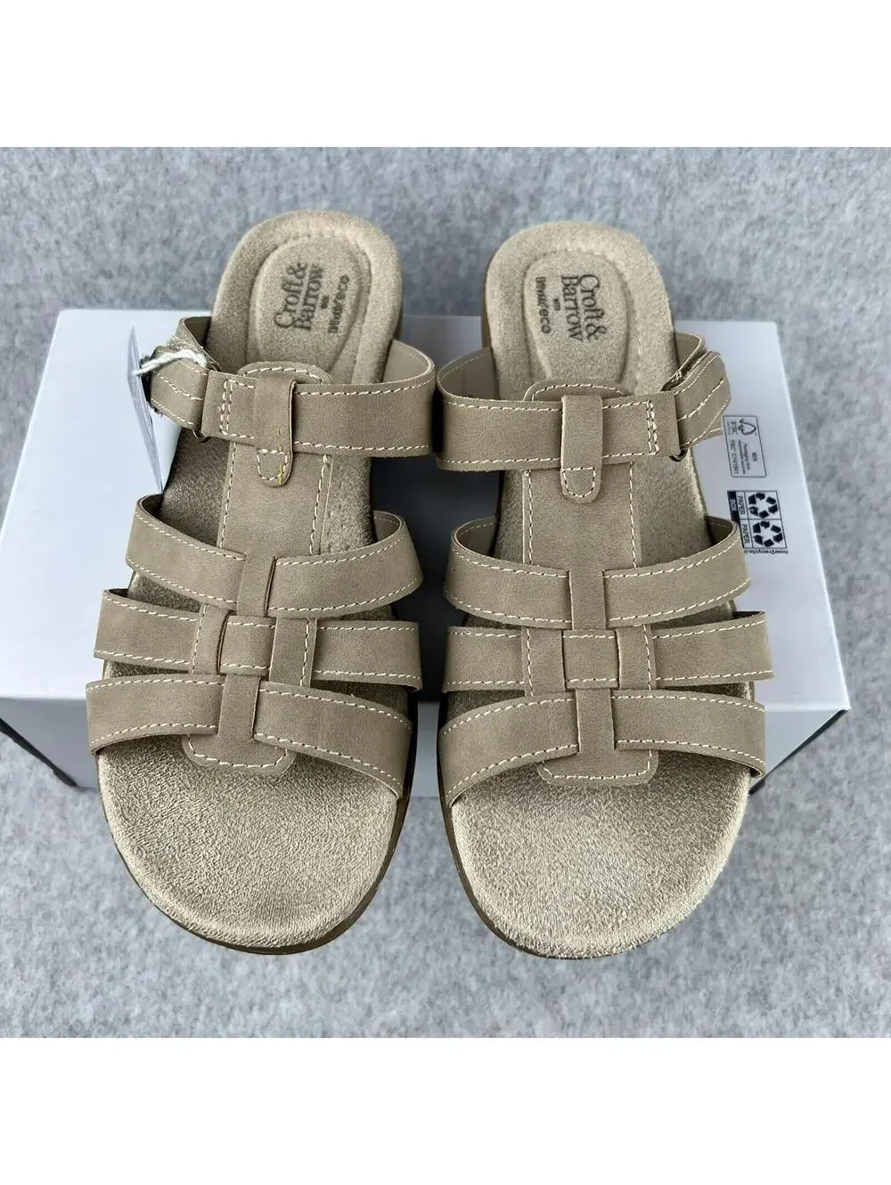 Croft & Barrow Womens Slip On Sandals 8.5 Ortholite Comfort Casual Walking *